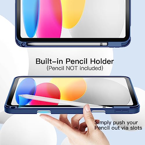 JETech Funda para iPad (A16) 11.ª/10.ª Generación (2025/2022), Slim Tableta Cover con Suave TPU Trasera Carcasa con Auto-Sueño/Estela (Marino)