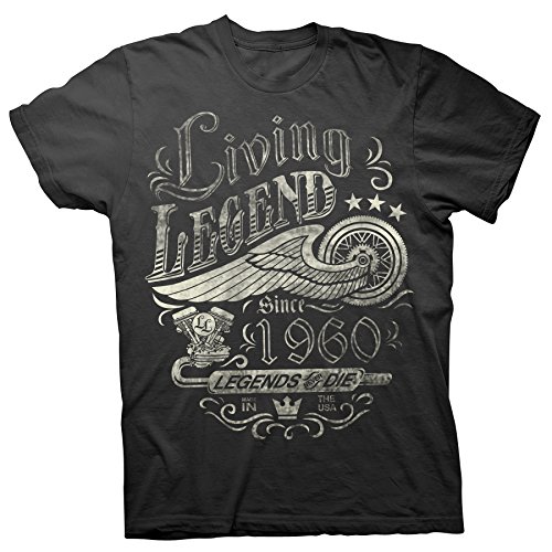 60th Birthday Gift Shirt - Living Legend 1960 Legends Never Die - Black-XL