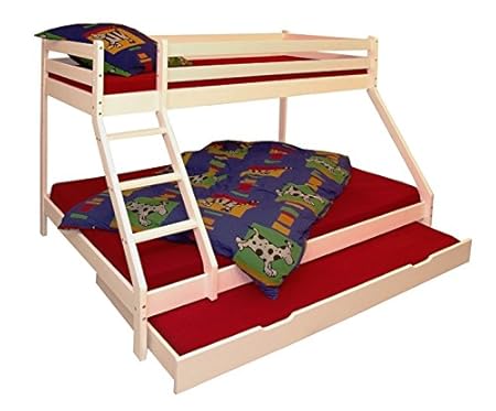 Kiefermassiv Etagenbett 90x200, 140x200 weiß lackiert inkl. Bettkasten NEU