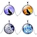 Wolf Charms Necklace Silver Tone Alloy Pendant Necklace 4 Pieces