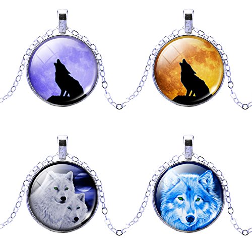 Stainless steel tribal wolf necklace silver tone alloy …