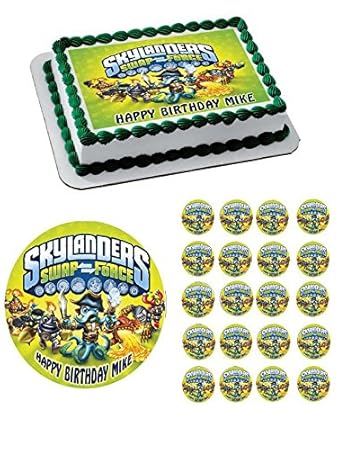 Amazon Com Skylander 3 Edible Birthday Cake Or Cupcake Topper