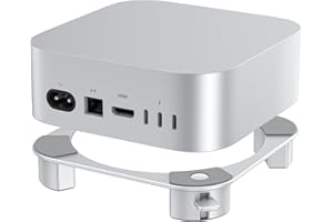 OMOTON Aluminum Stand for Mac mini M4 and M4 Pro, Cooling Desktop Holder Mount, Convenient Access to Power Button, Durable and Sturdy Design, Silver