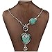 SUMAJU Statement Necklace, Vintage Long Chain Pendant Necklace Tibet Silver Plated Artificial Turquoise Necklace (Blue 4)