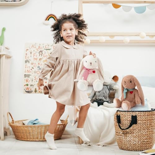 Easter Bunny Stuffed Animals, Rabbit Plush Toys for Girls Boys, Cute Soft Bunny Stuff for Kids Fluffy Hugging Sleeping Gifts, Brown - 25cm