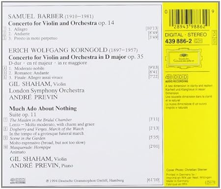 Samuel Barber Erich Wolfgang Korngold Andre Previn London