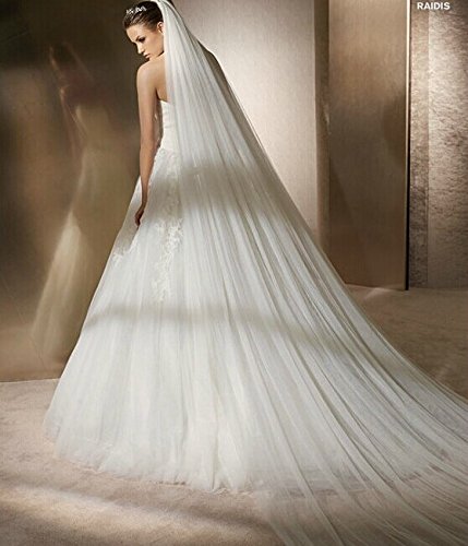 Qishi's Long 118 Inches Double Layer Accesory Wedding Bridal Veil (ivory)