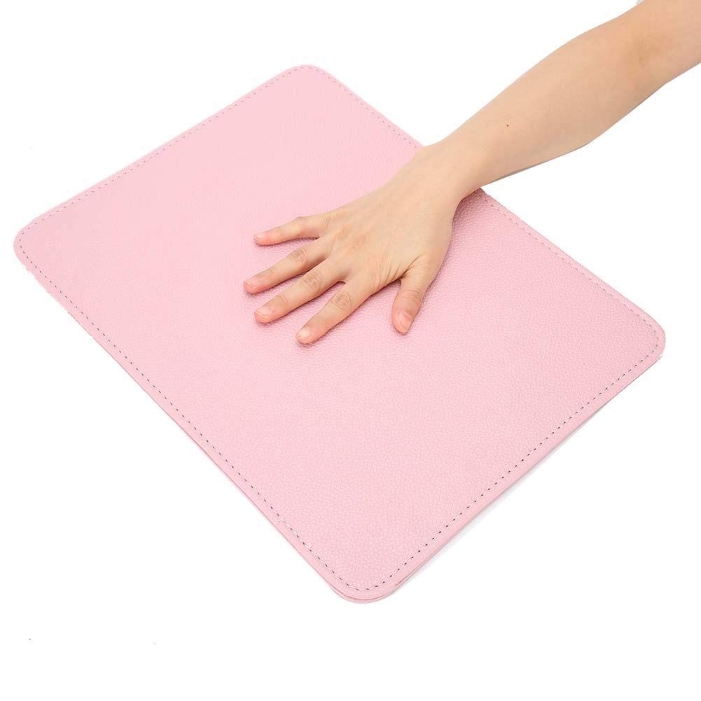 Washable Nail Art Table Mat, Foldable Nail Art Hand Pillow, Manicure Desk Mat, Soft PU Leather Manicure Arm Rest Cushion, for Nail Art Salon Home(Pink)