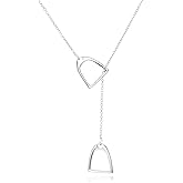YFN Sterling Silver Double Horse Strirrup Lariat Necklace Gift For Women