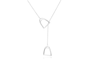 YFN Sterling Silver Double Horse Strirrup Lariat Necklace Gift For Women