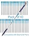 EUICAE Pen Refills Pack of 40 Replacement Ballpoint 3.2'' inch for Pens with Big Diamond Crystal on Top Diamond Crystal Stylus Pens Metal Refill in Storage Case Medium (Blue)