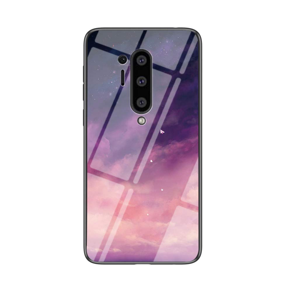 BRAND SET Case for OnePlus 8 Pro Transparent Purple Star Sky Pattern Protective Case Tempered Glass Back Cover Shockproof Case Suitable for OnePlus 8 Pro-MHXK