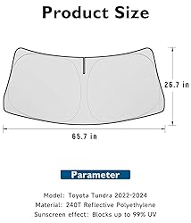 BIBLOZ Car Windshield Sun Shade for Toyota Tundra