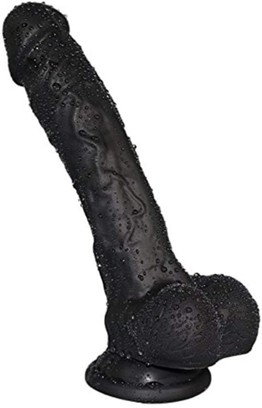 LOLINEDNAT 8.0" Realisric -Ðîl`dɔ Lifelike Texture Enjoyable Toy, Safety Waterproof Soft Material with Powerful Suction Cup, YJ092 (Color : Black)