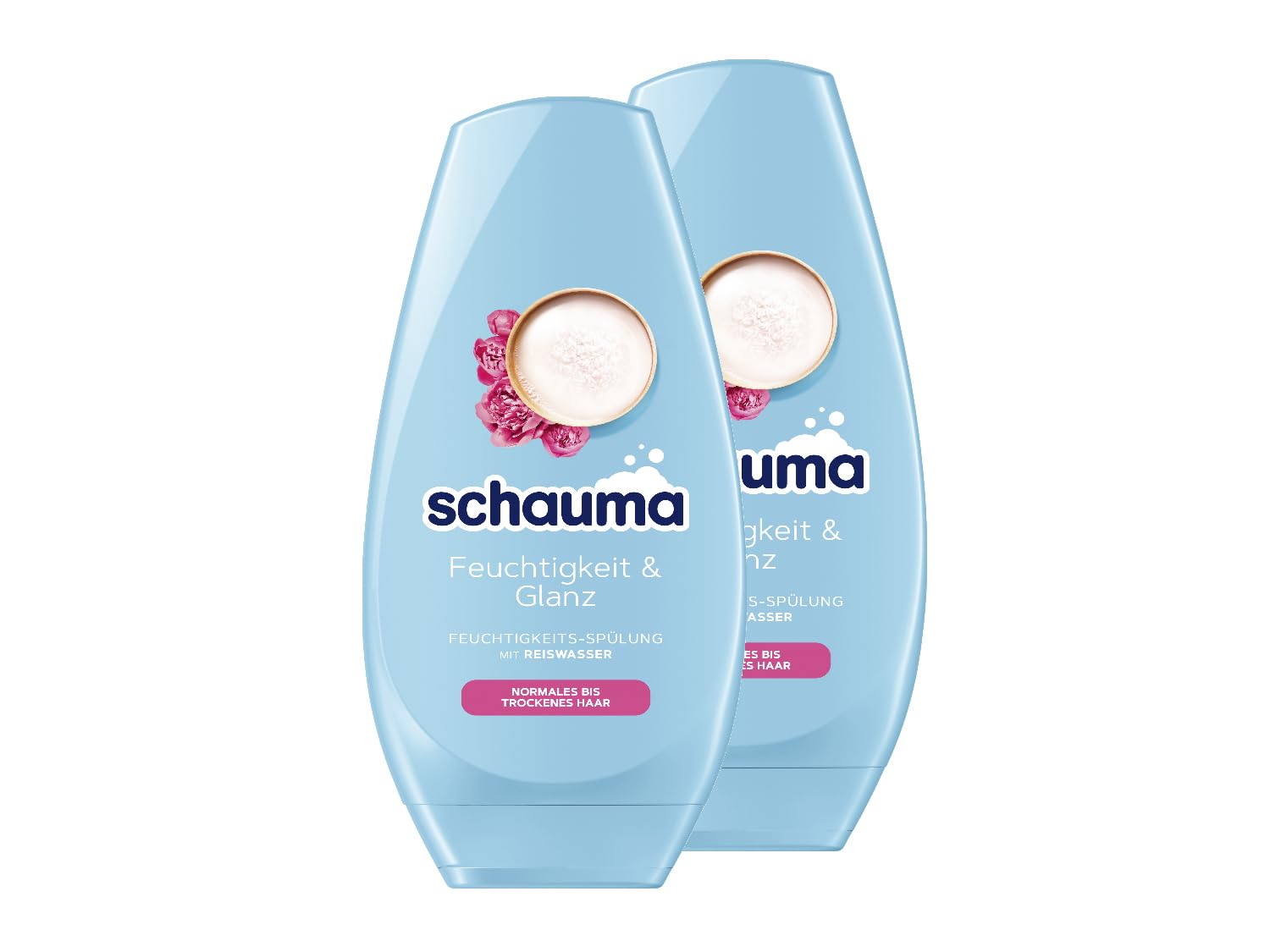 Schauma Schwarzkopf Moisturising Conditioner Moisture & Shine (2 x 250 ml), Hair Conditioner Makes Hair Shine, Conditioner with Rice Water for Normal to Dry Hair