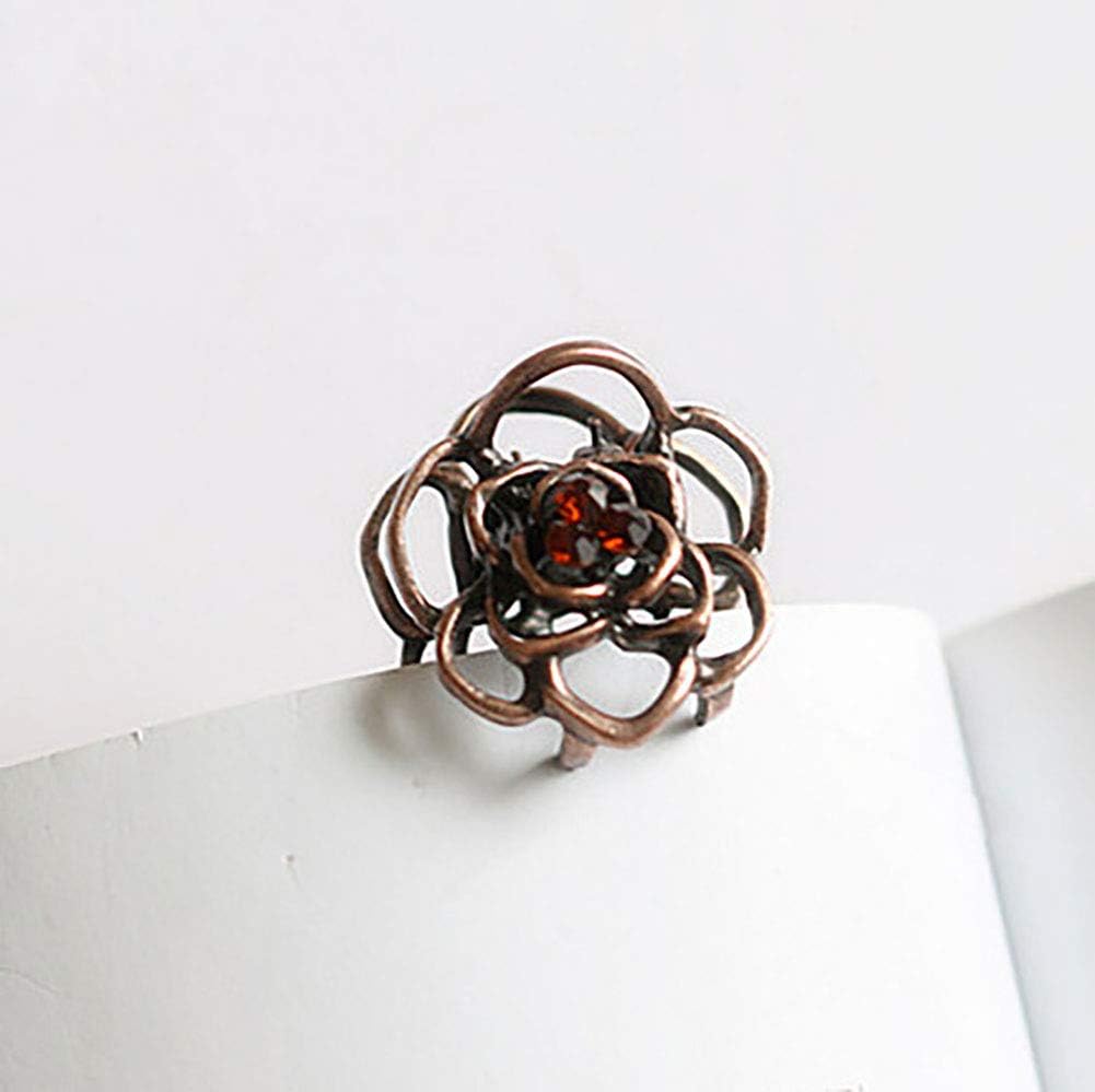 Fodattm 6PCS Women Vintage Alloy Hollow Rose Flower Mini Hair Jaw Clip Rhinestone No-Slip Hair Grip Hair Pin Hair Claw Hair Clamp Small Bang Clip - Image 3