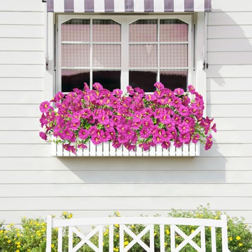 TINA Artificial Flowers Like Real 9 Bundles Artificial Flowers Balcony Plants Outdoor Weatherproof Fake Bouquet UV-Resistant Spring Decoration Fake Flowers Decoration Spring for Indoor Outdoor Balcony