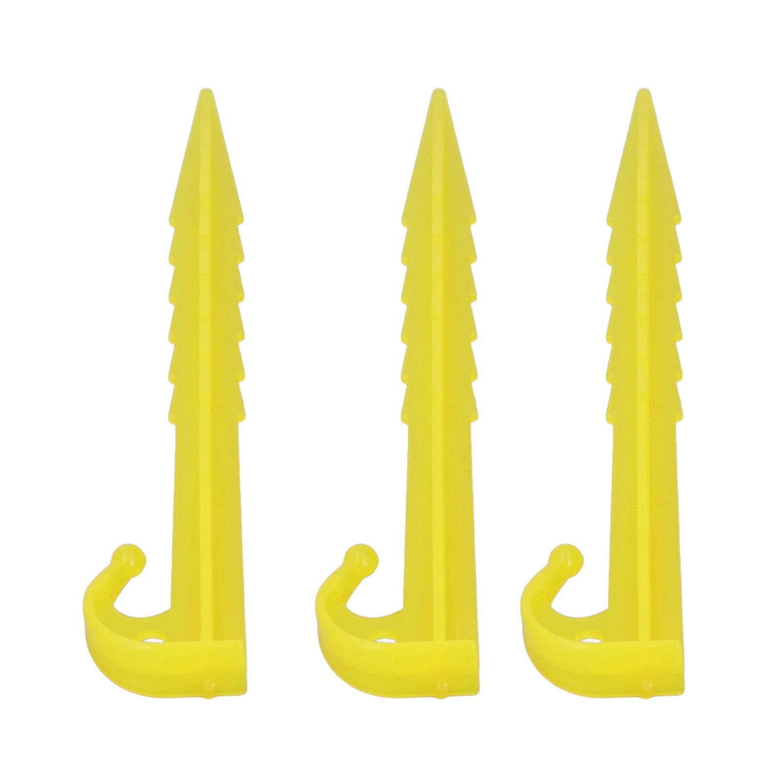 Tissting 50Pcs Plastic Tent Stake, 5.5in ABS Garden Tent Pegs Serrated Sand Stake Outdoor Beach Spike Tent Nail Outdoor Lawn Tarp Stake for Camping Awning(Yellow)