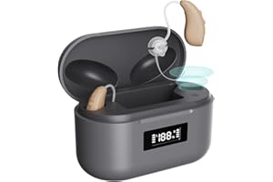 HOEABAIDY BTE Hearing Aid, Rechargeable Hearing Aids with Noise Cancellation, Pair of Hearing Amplifier with Volume Control a