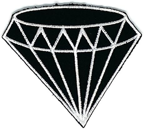 2.9 x 2.5 inches.Cute Black Daimond Patch Embroidered DIY Patches Cute Applique Sew Iron on Kids Craft Patch for Bags Jackets Jeans Clothes