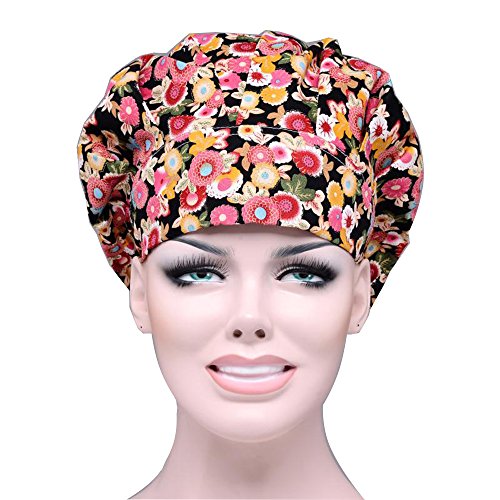 JoyRing Adjustable Surgical Scrub Cap Medical Doctor Bouffant Hats with Sweatband and Free Cotton Mask