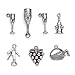 KISSITTY 30pcs 6 Style Antique Silver Tasting Wine Goblet Charms Grape Cocktail Glass Wine Opener Pendants for DIY Jewelry Making