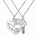BeOneTwo Piece Best Friends Forever BFF Silver Heart Key Pendant Necklace Set Friendship Accessories