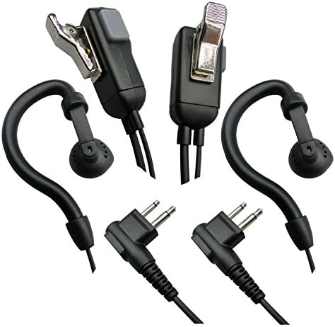 Earhook Two Way Radio Earpiece with PTT Microphone for 2 Pin Motorola Walkie Talkie Earphone(Pair)