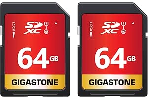 GIGASTONE 64GB SD Card 2-Pack UHS-I U1 Class 10 SDXC Memory Card High Speed Full HD Video Canon Olympus Digital Camera with 2