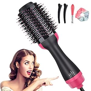Hair Dryer Brush, Hot Air Brush, 4-in-1 Negative Ionic Hair Blow Dryer Brush for All Hair Types, Multifunctional Hot Air…