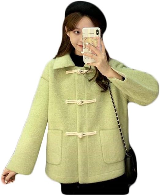 Amazon ショッフェ チェスター コート レディース 無地 ロングコート トレンチコート チェスターコート 防寒 カジュアル 通学 かわいい ワンピース 森ガール 通勤 通学 F グリーン ショート コート ジャケット 通販