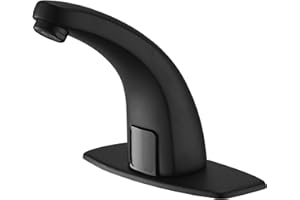 Greenspring Automatic Touchless Bathroom Faucet Commercial Motion Sensor Faucet Battery or Plug-in Powered with Control Box and Temperature Mixer, Black