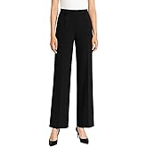 DIVASTORY Women's High Elastic Waisted Wide Leg Pants Business Work Trousers Long Straight Suit Pants