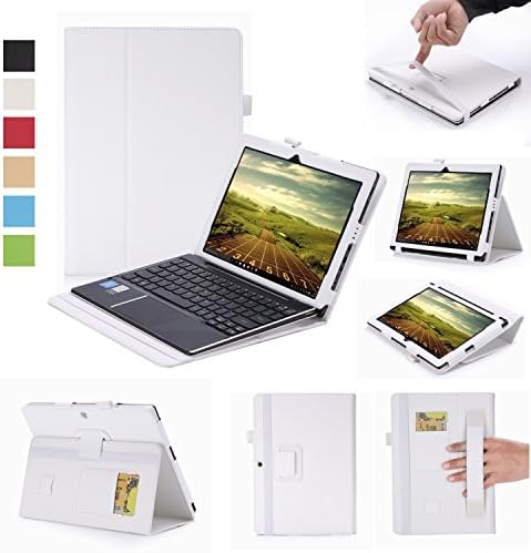 Lenovo Miix 310 Case-Premium PU with Hand Strap, Card Slots,Ultra Slim Magnetic Smart Cover Case for Lenovo Miix 310 10.1" Tablet (White)