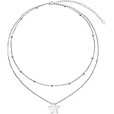 YinShan Layered Choker Necklace 925 Sterling Silver Star Moon Clavicle Jewelry Adjustable Lariat Necklaces for Women Girls Birthday Valentine's Day Gifts