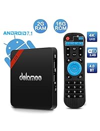 Android TV Box 7.1, Dolamee 2GB RAM 16GB ROM Reproductor multimedia de transmisión Smart TV Box Amlogic S905 Quad Core Bulit en BT 4.0 Soporte 2.4G WIFI 4K 3D para entretenimiento en el hogar
