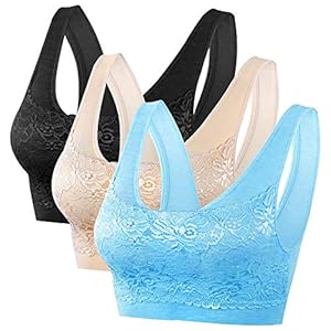 B.Bang Padded Women Lace Sports Bra Seamless Push Up Crop Top Camisole for Yoga Fitness, 3 PCS
