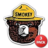 SMOKEY THE BEAR - [CUSTOMI] Firefighting Wildlife Decal Sticker for Car Truck Macbook Laptop Air Pro Vinyl (3 Pack)