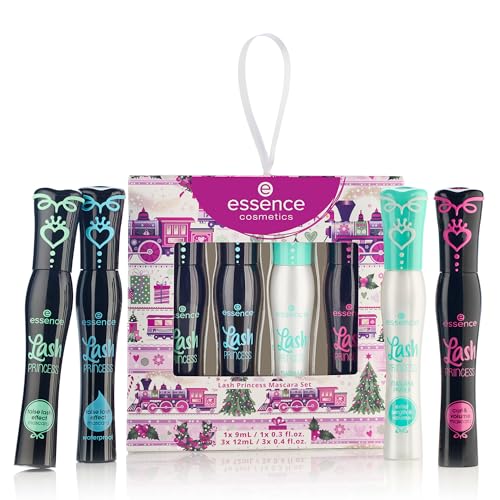 essence Lash Princess Mascara Holiday Gift Set | 4 Vegan & Cruelty-Free Mascaras | False Lash Effect, Waterproof, Primer, Curl & Volume | Stocking Stuffer for Beauty Lovers