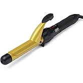 DAN Technology 1 Inch Large Barrel Curling Iron Wand, Tourmaline Ceramic Hair Curler with LCD Display (180°F–430°F), Fast Heating, Dual Voltage, Auto Shut-Off, Black & Gold