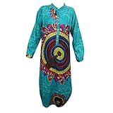 Womens Sexy Tunic Beach Caftan Dress Button Front Green Boho Dresses