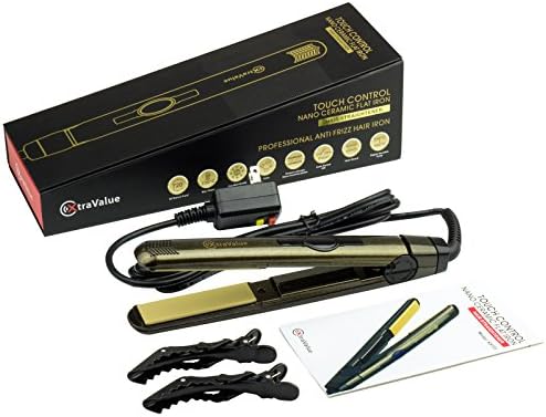 Xtravalue Nano Ceramic Flat Iron, Hair Straightener &amp; Ionic Digital Curler,Touch Control，Auto Shut off, US surge plug, Fahrenheit Temperature display
