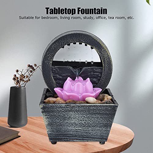 Indoor Water Fountains Lotus Lamp, Illuminated Relaxation Zen Tabletop