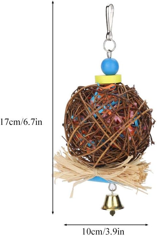 Smandy Natural Bird Chewing Toys, Rattan Ball Cage Toy for Parrots Budgies, Cockatiels, Parakeets, Lovebirds, African Greys - Image 3