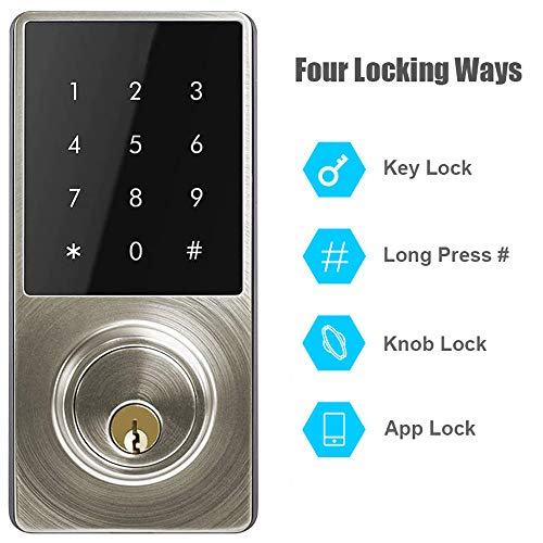 Smart Lock Deadbolt, Keyless Entry Door Lock, Electronic Bluetooth Enabled APP with Keypads Digit, Klwenas Maec Easy to… - Image 4