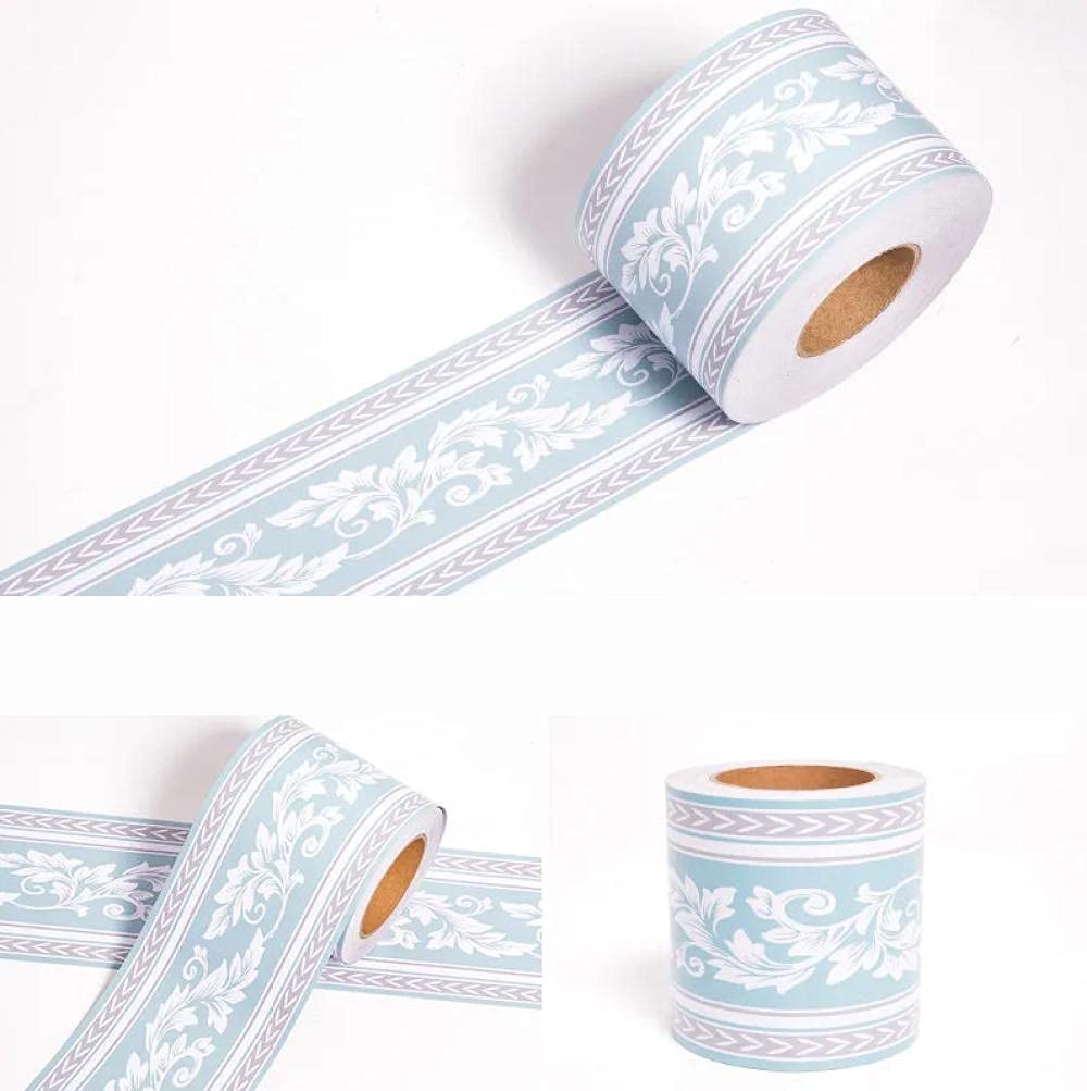 Dostear Wall Borders Peel and Stick Wallpaper Border Window Trim Molding Mirror Frame Kit Wall Panel Bulletin Board Borders Light Blue Pattern 12 X 1000cm