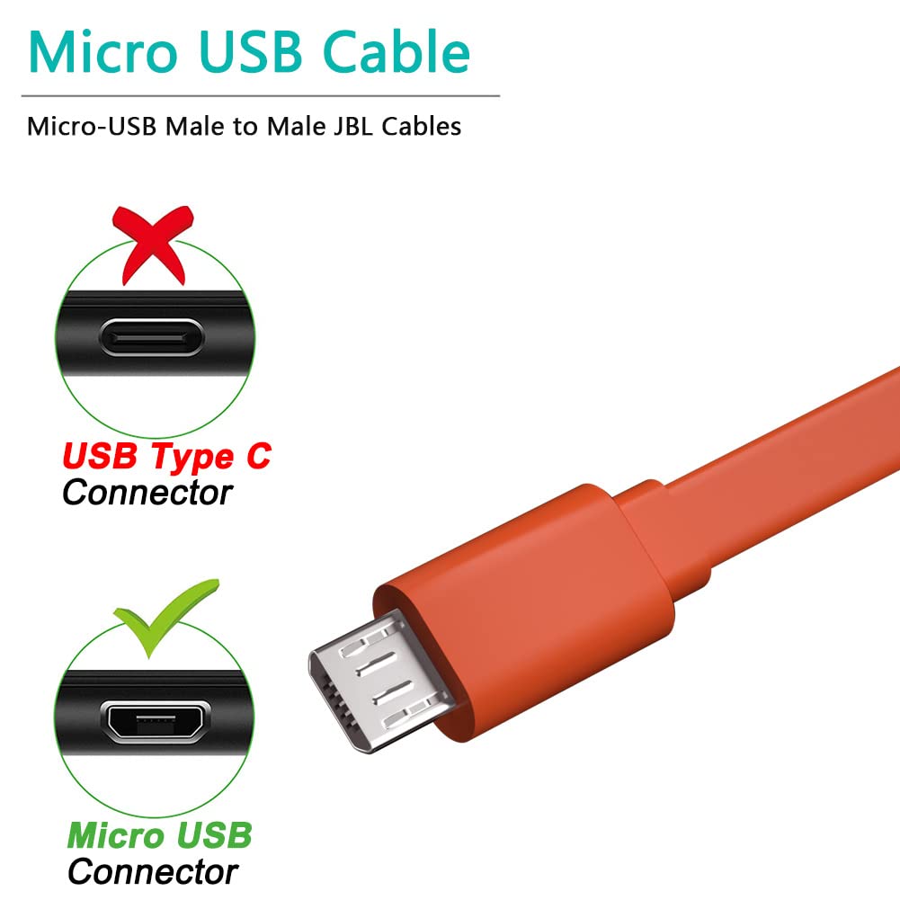 Charger Cord for JBL Speaker,Flat Micro USB Charging Power Supply Cable Cord Line for JBL Speaker Earphone Headphone Charge Replacement 3FT