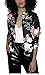 Farktop Women's Embroidery Patch Velvet Biker Bomber Flight Jacket (XL, Black 01)