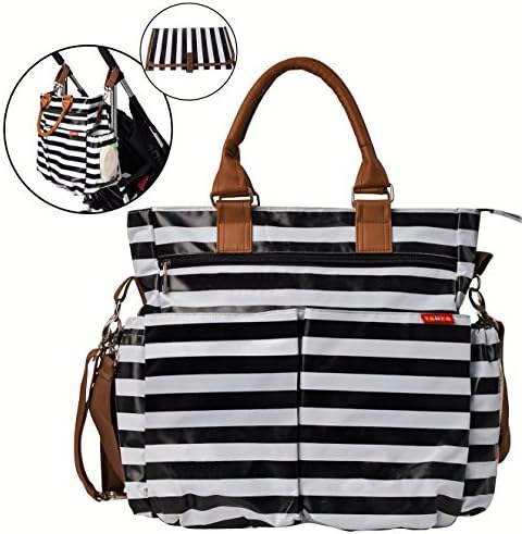 Baby Changing Bag by Zohzo - Nappy Diaper Tote Bag with Changing Pad, Insulated Pockets, Wipes Pocket, Waterproof Material, Stroller Straps, and Shoulder Strap Diaper Bag