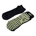 Non Slip Skid Socks with Grips, For Hospital Rehab, Yoga, Pilates, Barre, Traveling, Home Use, Black (Green Grippy Lines) - Size M/L, 2 Pairs